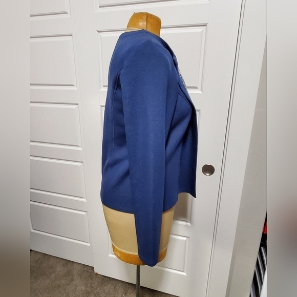 CHICO'S LIGHTWEIGHT JACKET BLUE FLORAL INTERIOR WOMEN SIZE 2 LARGE ONE BUTTON - Picture 7 of 15